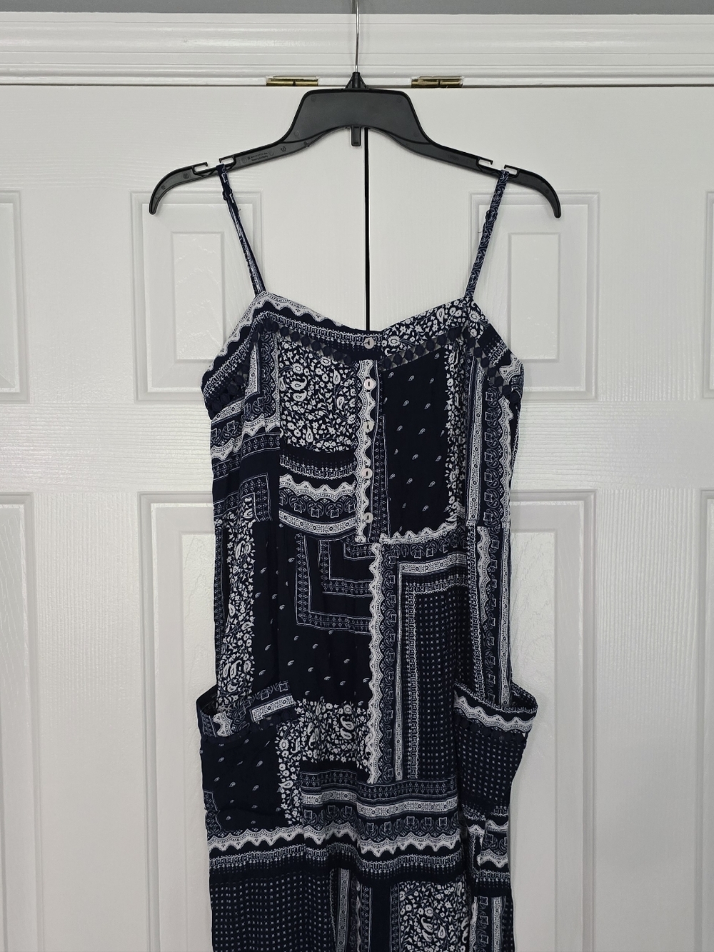 Knox Rose Navy and White Paisley Patchwork Sun Dress